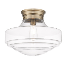 Golden Canada 0508-LSF MBS-CLR - Golden Lighting Ingalls 1-light 16in Semi-Flush Mount in Modern Brass and Clear Glass